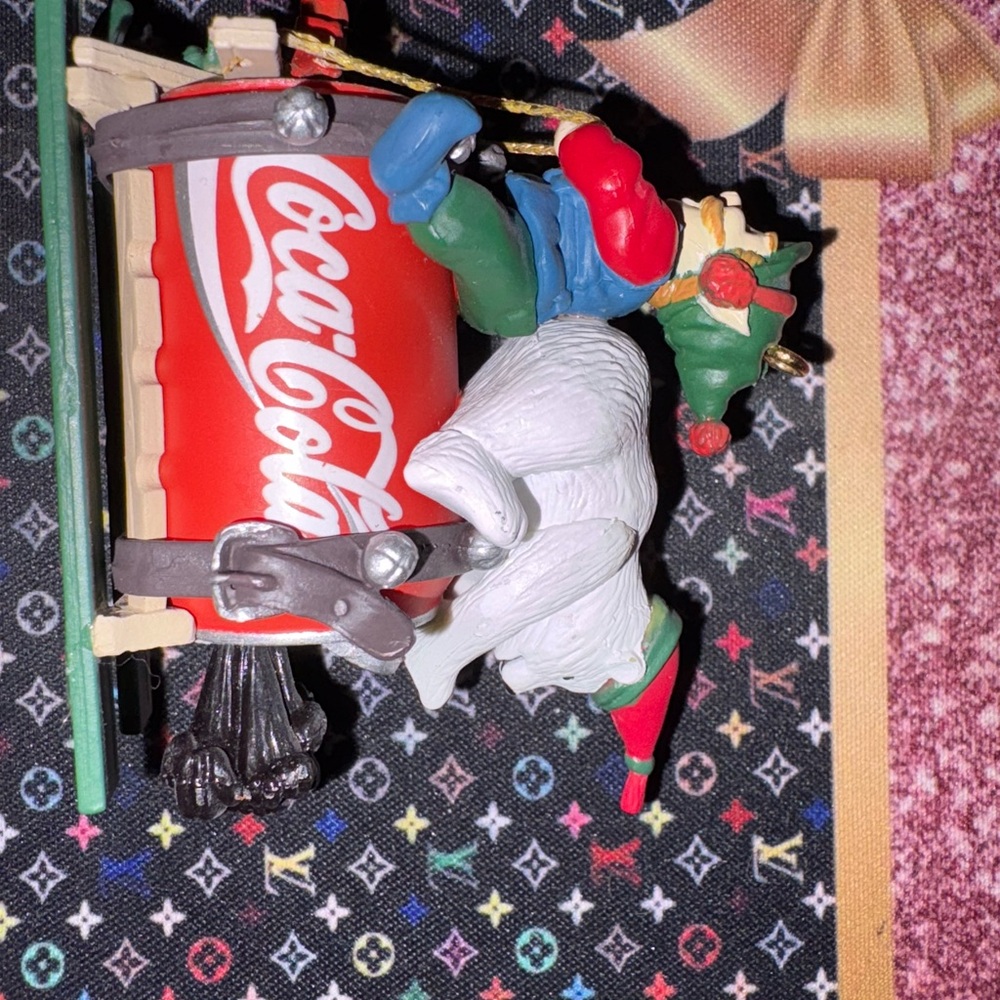 Coca-Cola‎ Santa Sleigh Ornament with Red and Green